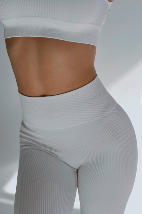 Basic Ribbed Leggings White