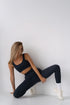 Basic Ribbed Leggings Deep Blue