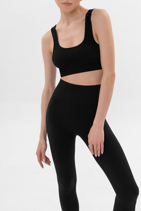 Basic Ribbed Top Black