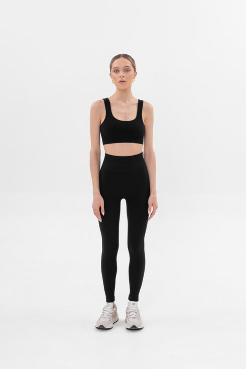 Basic Ribbed Leggings Black