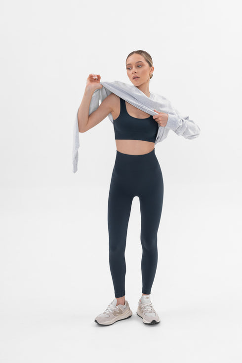 Basic Ribbed Leggings Deep Blue